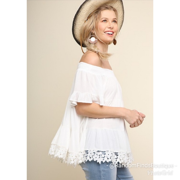 ❤LAST ONE L❤Off shoulder floral lace white top - Picture 4 of 8